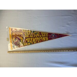 Washington Redskins 1992 Super Bowl XXVI Felt‎ Pennant 30-1/2" Orig. NFL Banner